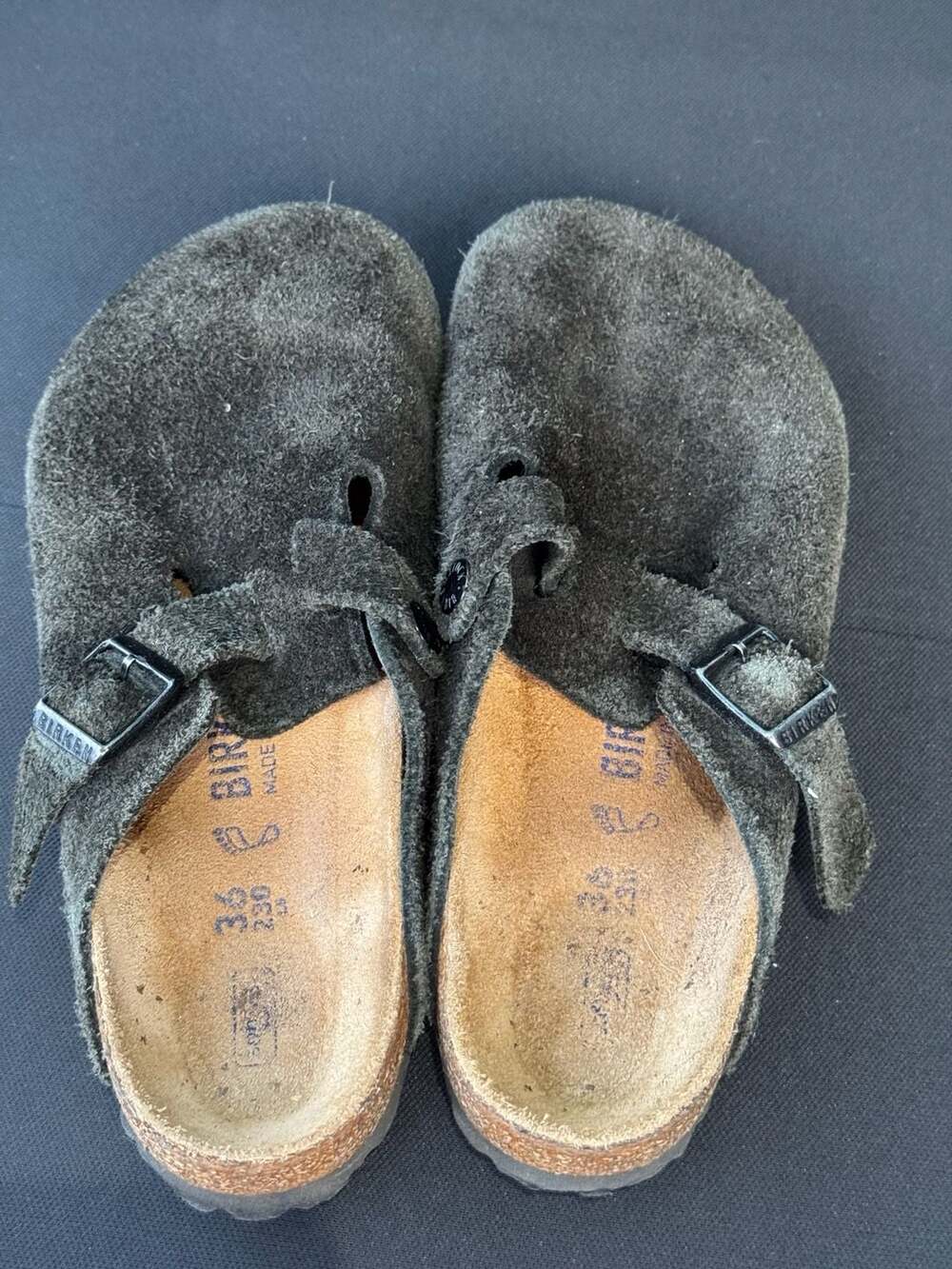 Birkenstock Boston Suede Leather Clogs in Dark Grey - Picture 2 of 8